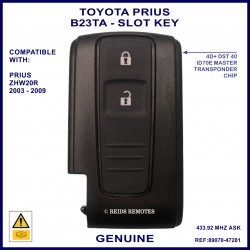 Toyota Prius 2003 - 2009 2 button remote slot key 89070-47281