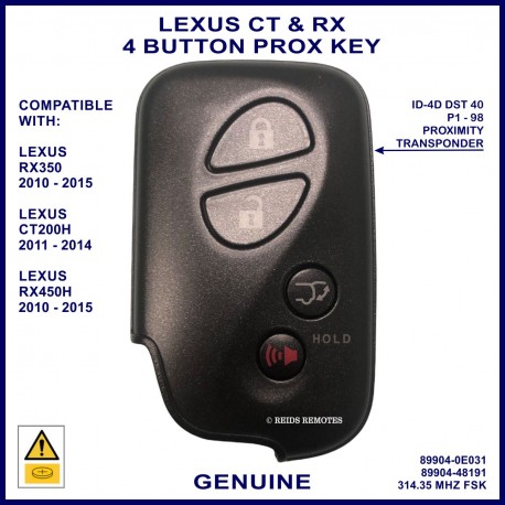 Lexus RX450H genuine 89904-48191 or 89904-0E031 proximity remote key