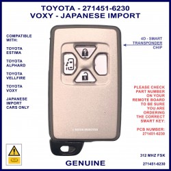 Toyota Estima & Voxy Japanese Import - 3 button 271451-6230 312 FSK smart key