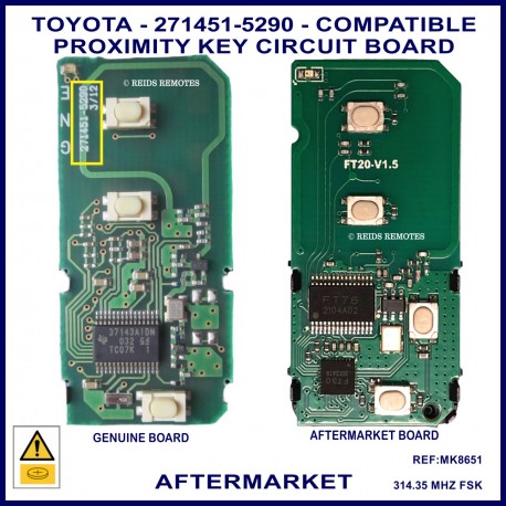 Toyota proximity key circuit board 5290B 314.35 MHZ FSK 4D DST80