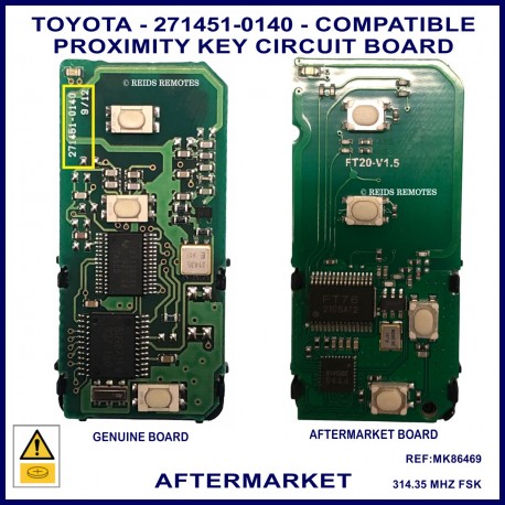 Toyota proximity key circuit board 0140B 314.35 MHZ FSK 4D DST80