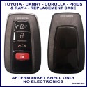 Toyota Camry Corolla Prius & Rav 4 - 4 button black proximity key shell replacement