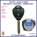 Toyota Hilux & Yaris 433.92 MHz Tokai Rika B41TA 2 button remote key