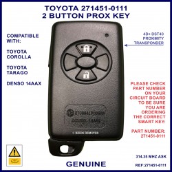 Toyota genuine 89904-28361 Denso 14AAX 2 button small black smart key 271451-0111