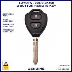 Toyota Hilux 2009-2015 & Yaris 2011-2014 2 button 314 MHz remote key with G chip