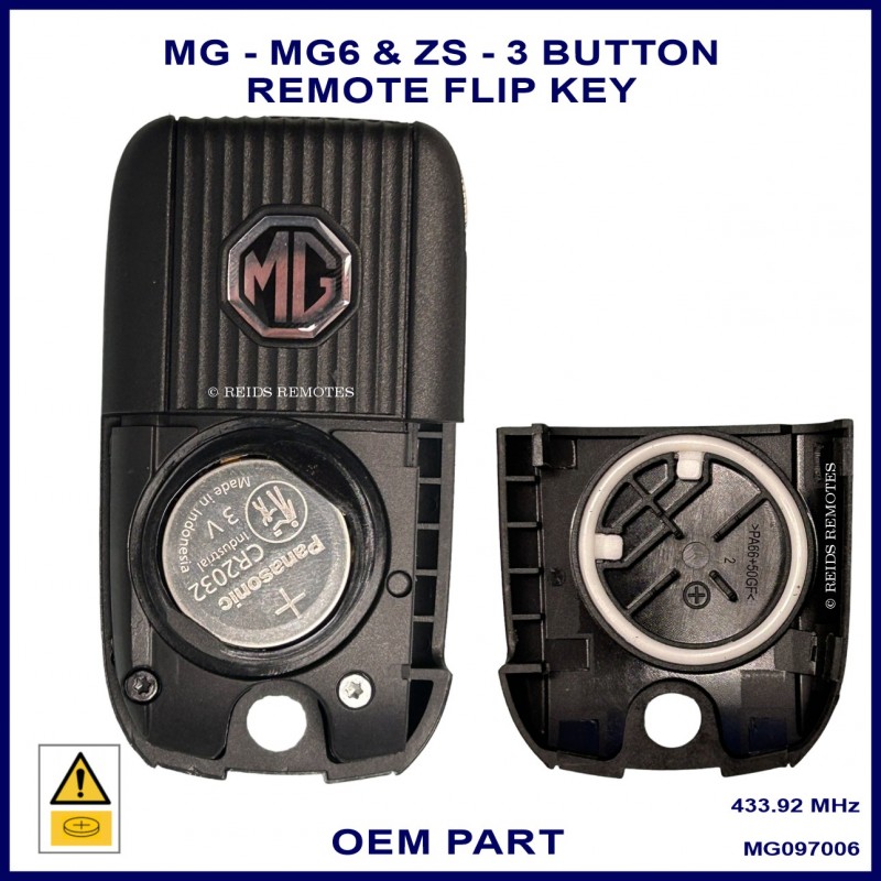 MG MG6 ZS OEM 3 Button Remote Flip Key For Bladed Ignition Models