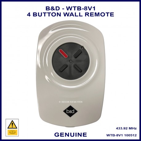 B&D WTB-8V1 4 button wireless wall remote - model 100512