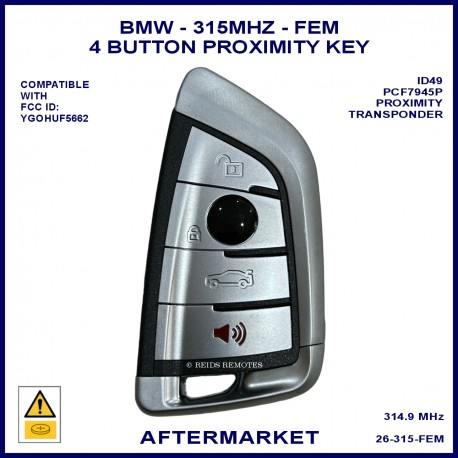 BMW 3 & 5 series X5 & X6 F Chassis 2014 - 2018 4 button 315 MHz NBGIDGNG1 FEM smart key