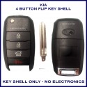 Kia 4 button wide body flip key replacement case suits Cerato Carnival Rio Rondo & Sportage