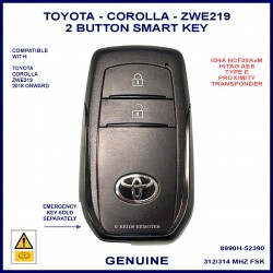 Toyota Corolla ZWE219 series 2018 on 8990H-52390 2 button smart key 231451-2561