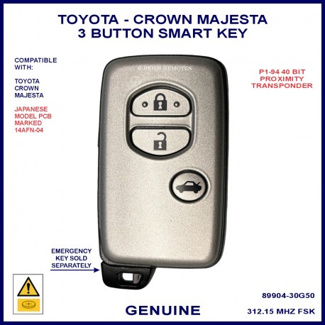 Toyota Crown Majesta Japanese Import 89904-30G50 genuine 3 button smart key