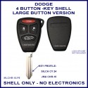 Dodge 4 button replacement key shell kit only - large button version