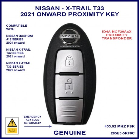 Nissan X-Trail T33 2021 onward replacement 2 button proximity key 5RF0C