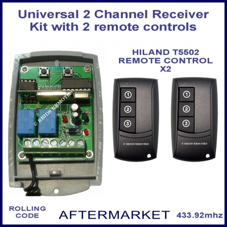 Universal 433.92Mhz 2 channel add on receiver plus 2 remotes