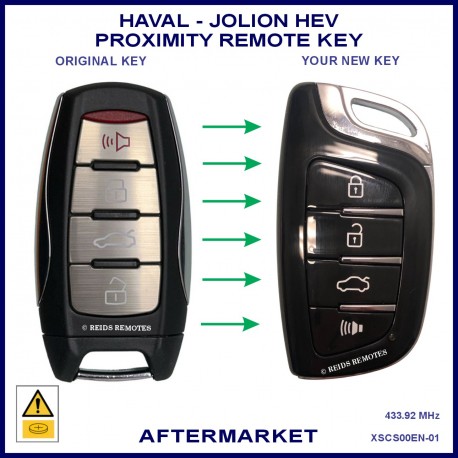 Haval Jolion replacement 4 button aftermarket proximity key