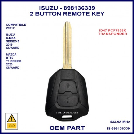 Isuzu D-Max series 3 98136339 2 button remote key