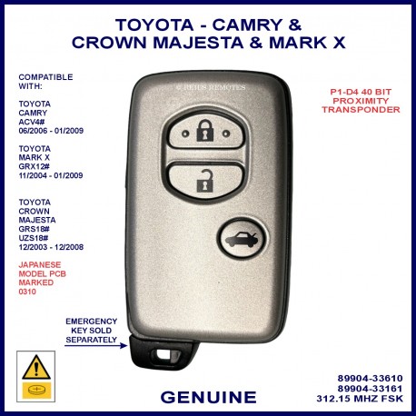 Toyota Crown Majesta import 89904-33161 or 89904-33610 genuine 3 button smart key