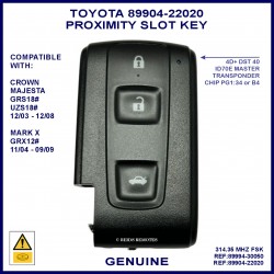 Toyota Crown Majesta & Mark-X 3 button 89904-22020 proximty slot key