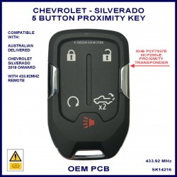 Chevrolet Silverado Australian delivered 5 button HYQ1EA proximity key NCF29AxE chip 434MHz