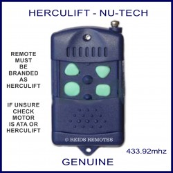 HERCULIFT NU-TECH grey garage remote - 4 lime green buttons