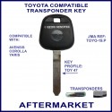 Toyota Avensis - Corolla - Yaris compatible car key with transponder cloning & key cutting