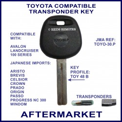 Toyota Avalon & Landcruiser 100 series compatible car key with transponder cloning