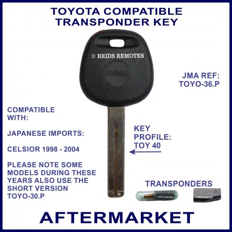 Toyota Celsior 1998 - 2004 compatible car key with transponder cloning