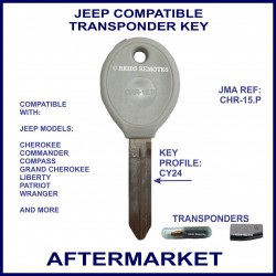 Jeep Cherokee - Compass - Patriot - Wrangler compatible car key with transponder cloning & key cutting