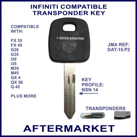 Infiniti FX35 FX45 G20 G35 I30 QX4 Q45  & more car key with transponder cloning & key cutting