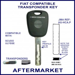 Fiat Scudo van & Ulysse MPV transponder car key cut & cloned