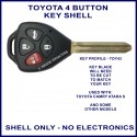 Toyota Camry Atara S 4 button triangle shaped key shell with lock unlock boot and panic