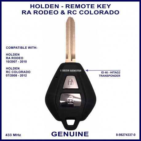 Holden RA Rodeo & RC Colorado 2 button genuine fixed blade remote key