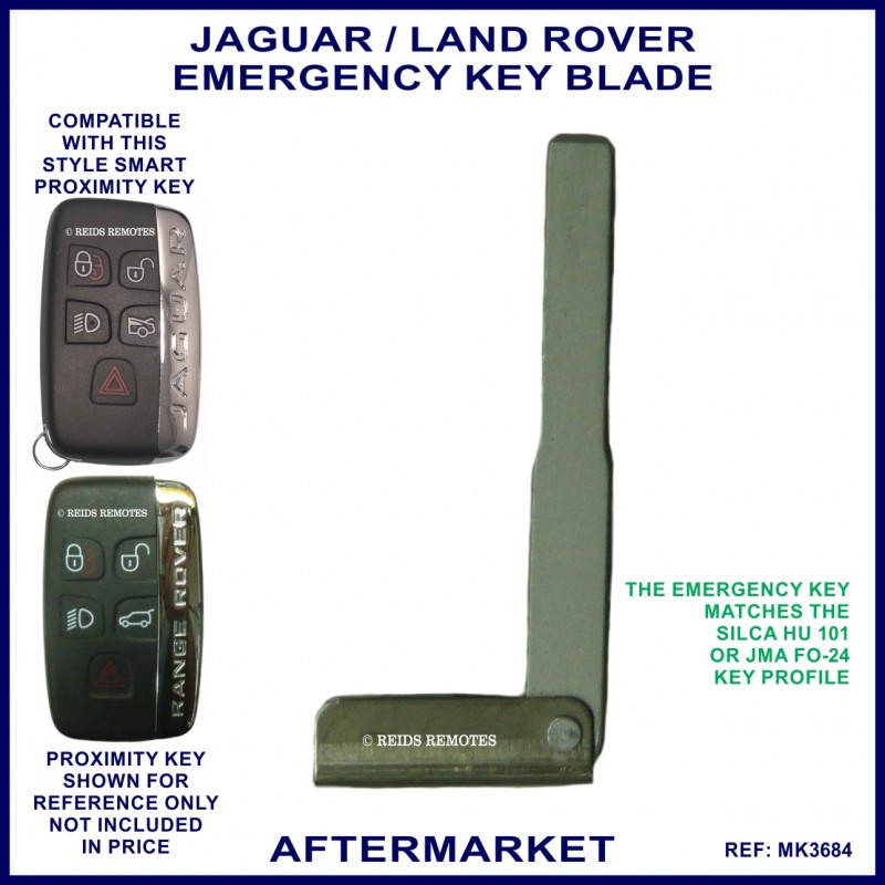 Emergency key for jaguar & Land Rover smart proximity remote keys