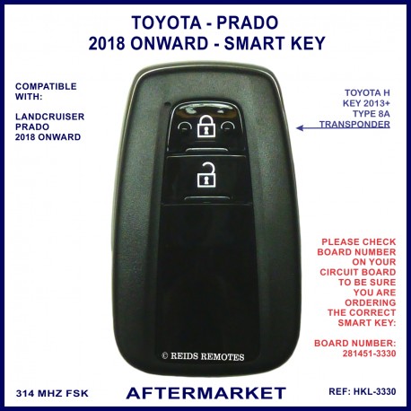 Toyota Landcruiser Prado 2 button smart proximity key 281451-3330 part 89904-60K90