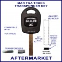 Man Trucks OEM TGA truck models transponder key shell