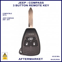 Jeep Compass 2007 - 2017 3 button PCF7961 ID46 433MHz remote key