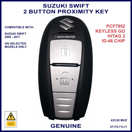 Suzuki Swift 2005 - 2017 2 button ID46 PCF7952 proximity remote key 37172-71L11