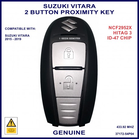 Suzuki Vitara 2015 - 2019 2 button ID47 NCF2952X HITAG 3 proximity remote key 37172-54P03