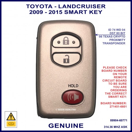 Toyota Landcruiser genuine smart proximity key HYQ14AEM